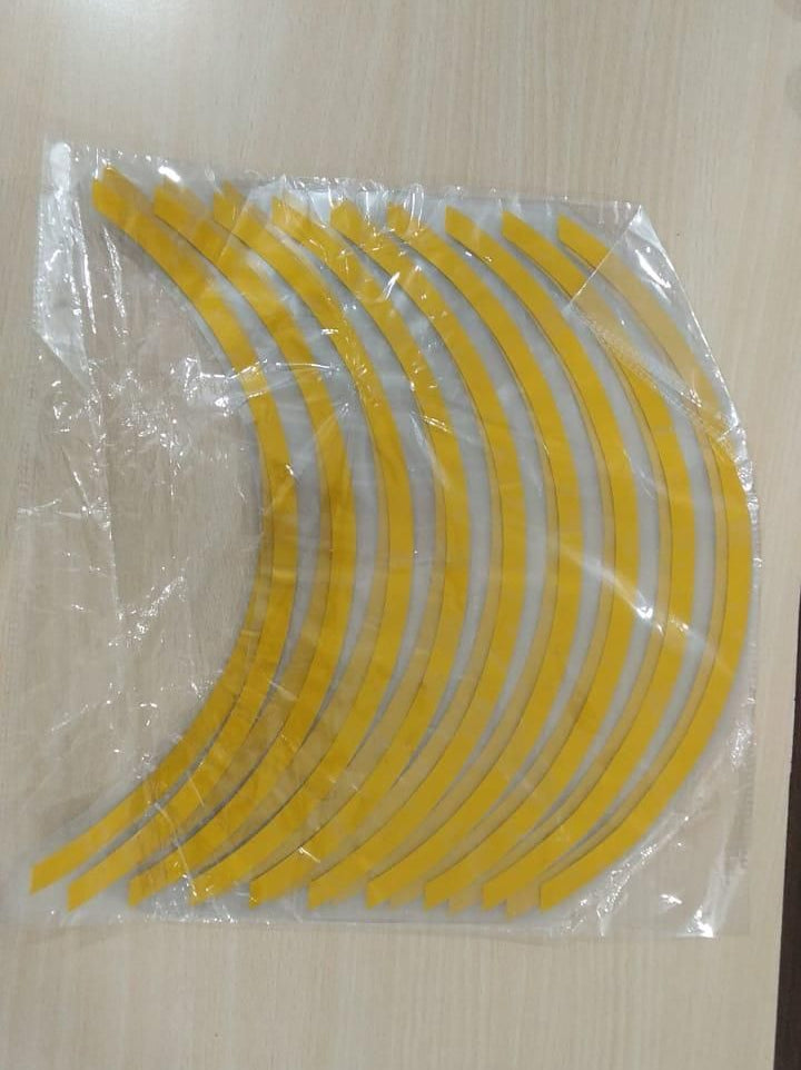Car Bike Tyre & Body Reflective Stickers (18 stripes of Yellow Colour)